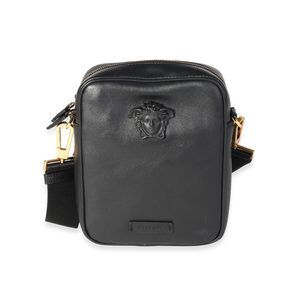 Versace Black Leather La Medusa Mini Crossbody